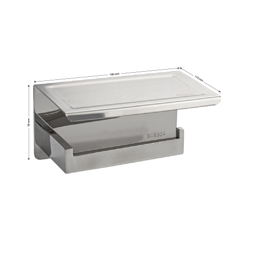 Держатель туалетной бумаги с полочкой для телефона Алсера 79919 фото 2