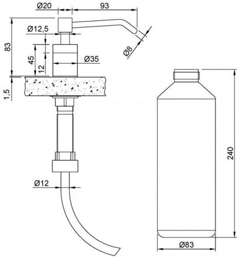 Дозатор Nofer inserts 03102.S для жидкого мыла встраиваемый фото 4