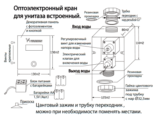 Кран для унитаза сенсорный Варион 8490 89 0 встроенный фото 2