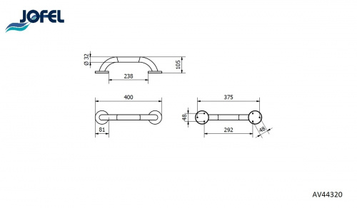 Поручень прямой Jofel AV44320 32см фото 3