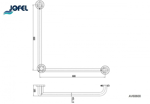 Поручень угловой Jofel AV60600 L-образный левый фото 3