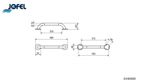 Поручень прямой Jofel AV40400 40см фото 3